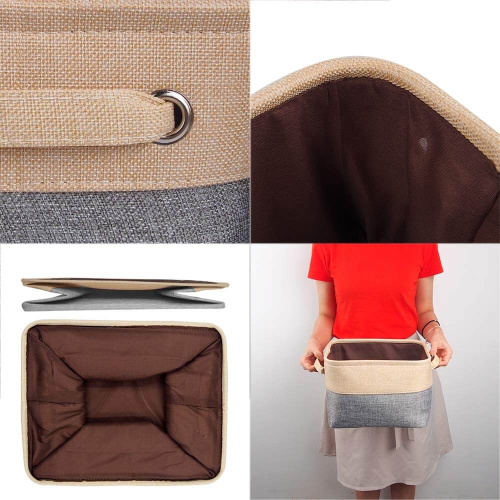 Two-Tone Storage Basket | Eco-Friendly EVA Material | Grey and Beige