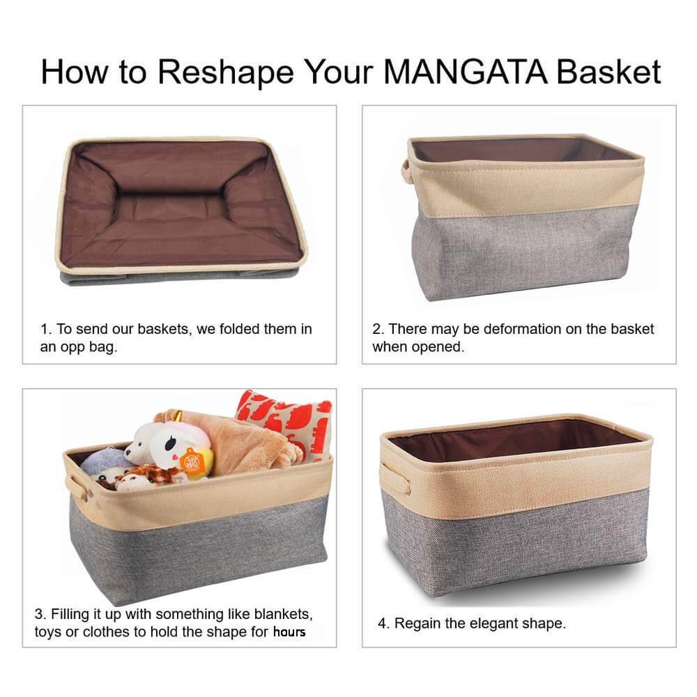Two-Tone Storage Basket | Eco-Friendly Linen & EVA | Grey and White | Multiple Sizes Available