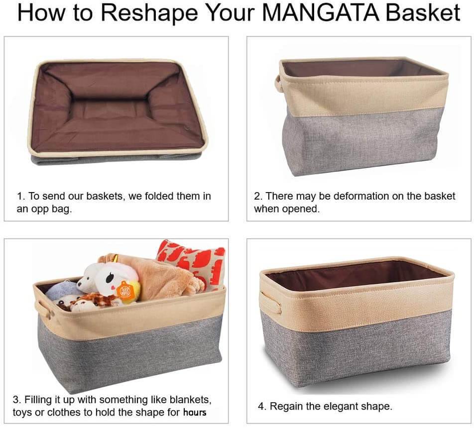 Two-Tone Storage Basket | Eco-Friendly Linen & EVA | Grey and White | Multiple Sizes Available