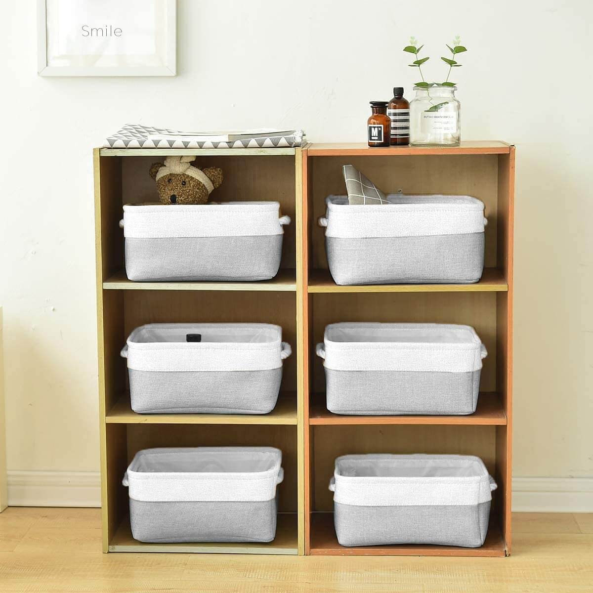 Two-Tone Storage Basket | Eco-Friendly Linen & EVA | Grey and White | Multiple Sizes Available
