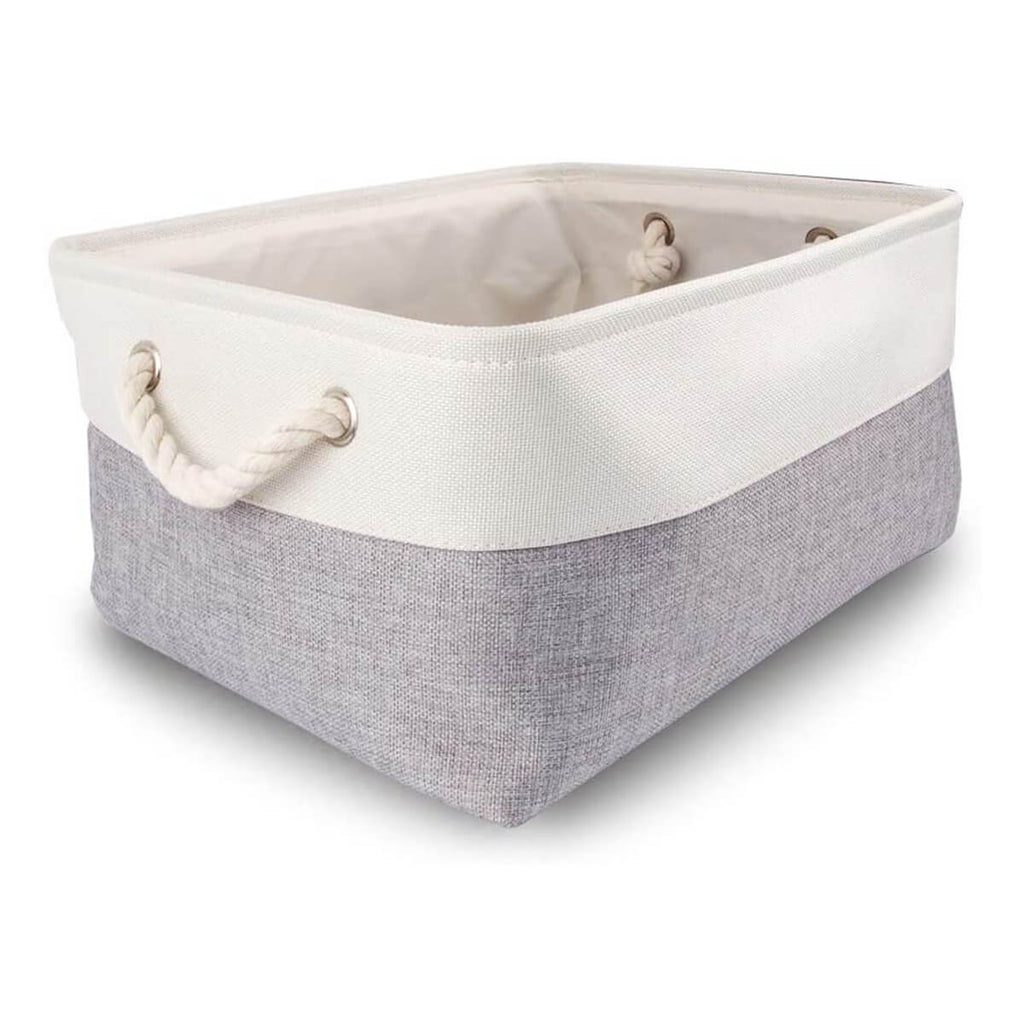 Two-Tone Storage Basket | Eco-Friendly Linen & EVA | Grey and White | Multiple Sizes Available