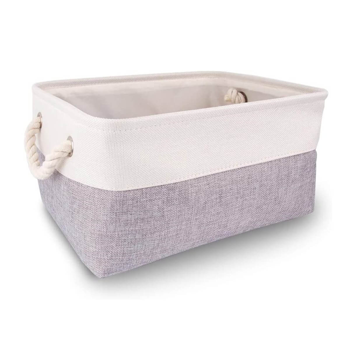 Two-Tone Storage Basket | Eco-Friendly Linen & EVA | Grey and White | Multiple Sizes Available