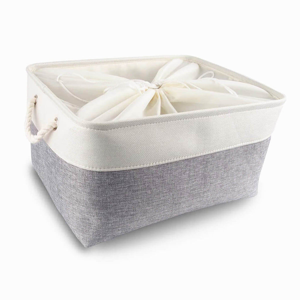Two-Tone Storage Basket | Eco-Friendly Linen & EVA | Grey and White | Multiple Sizes Available