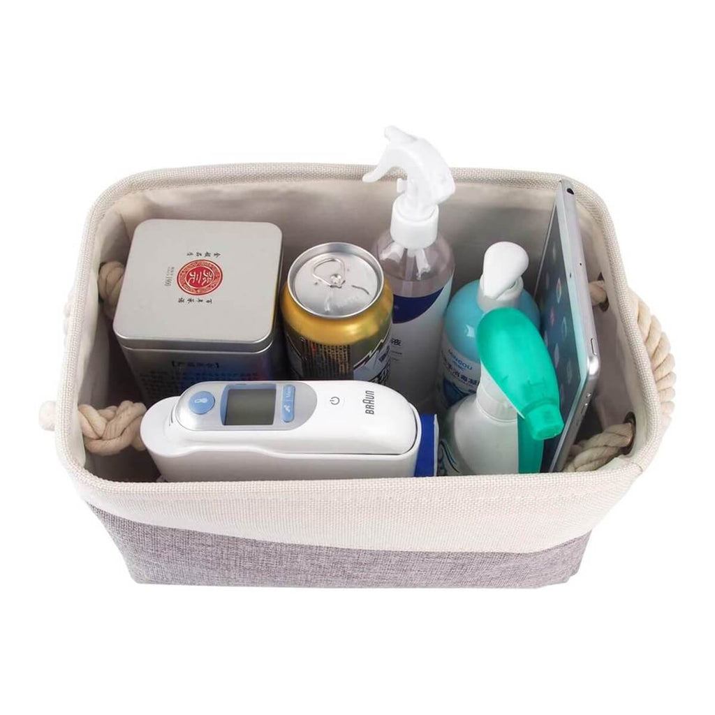 Two-Tone Storage Basket | Eco-Friendly Linen & EVA | Grey and White | Multiple Sizes Available