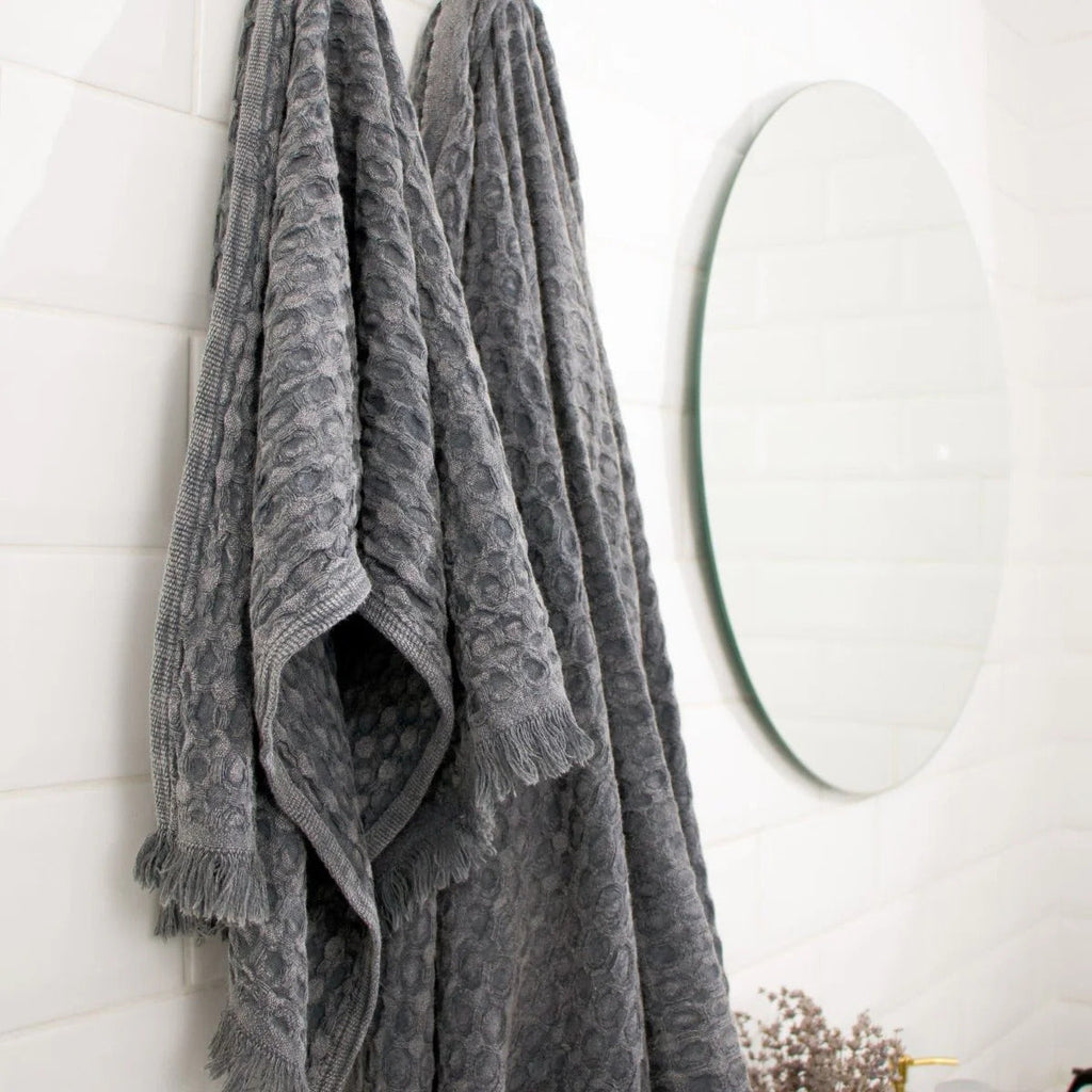 Waffle Towel | 100% Organic Turkish Cotton | Stonewash Black