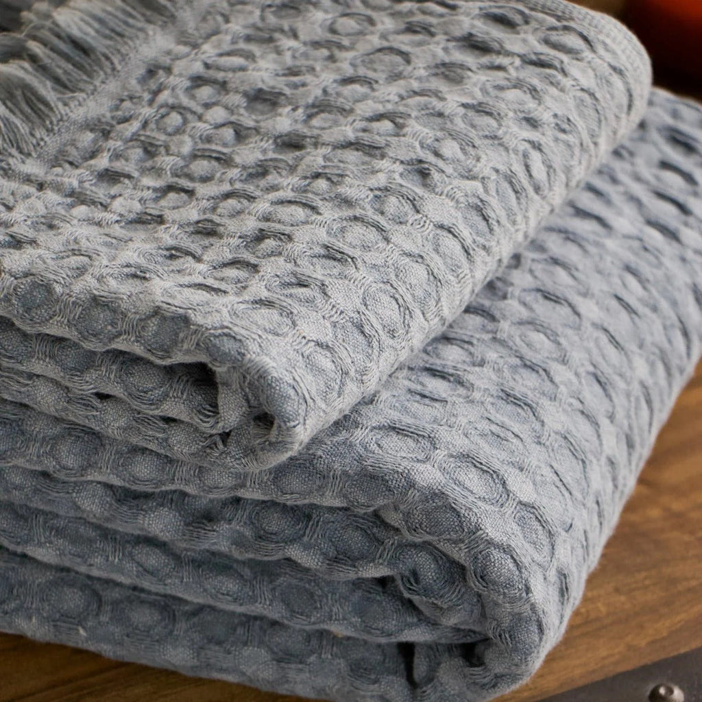 Vintage Waffle Towel | 100% Organic Turkish Cotton | Stonewash Grey