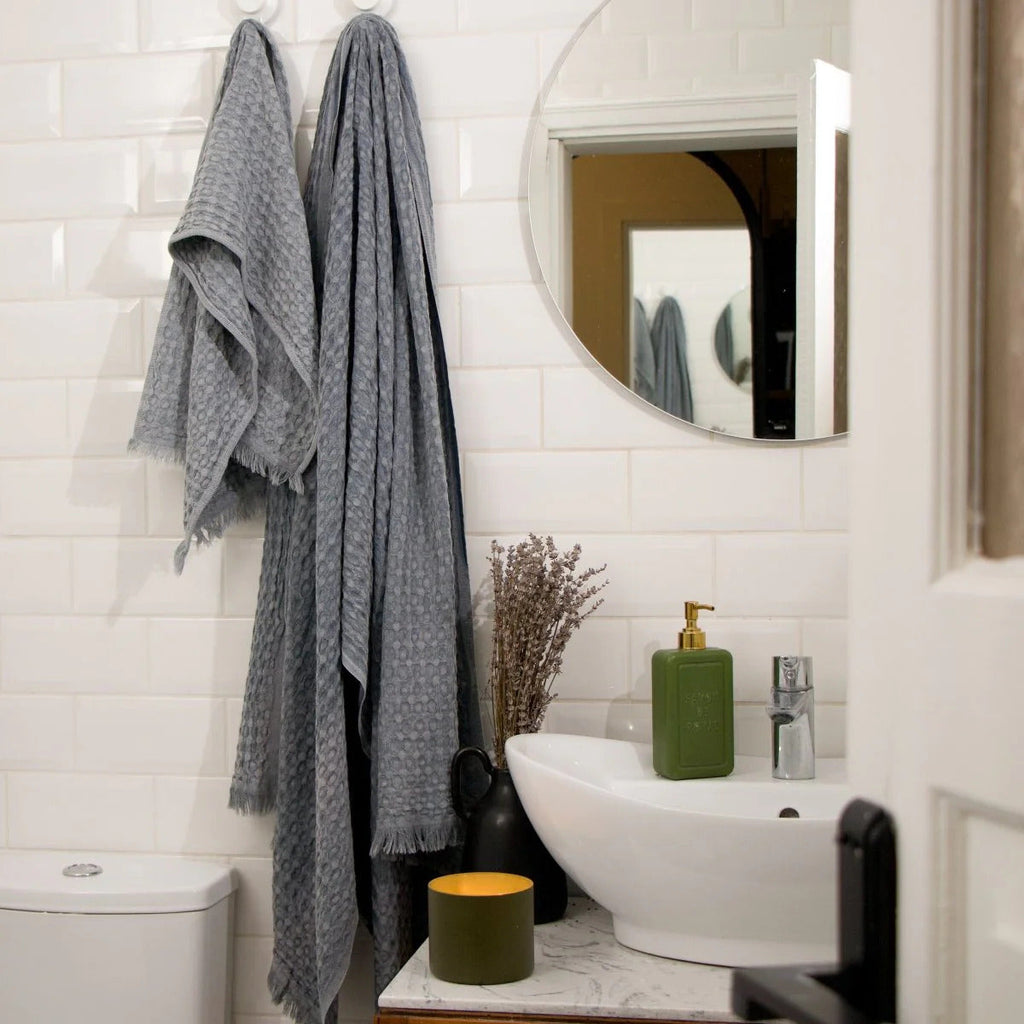 Vintage Waffle Towel | 100% Organic Turkish Cotton | Stonewash Grey