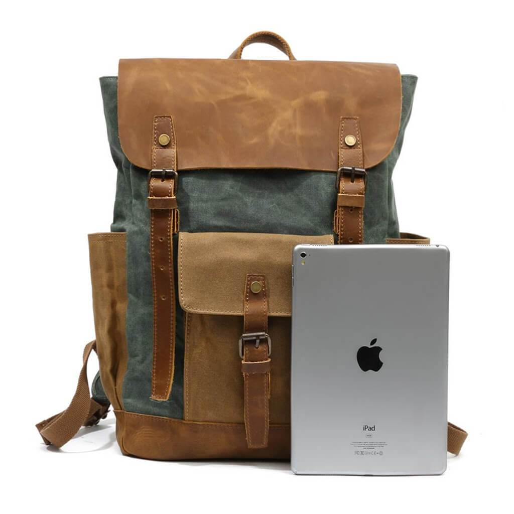 Leather Canvas Backpack | Waterproof | Vintage Design
