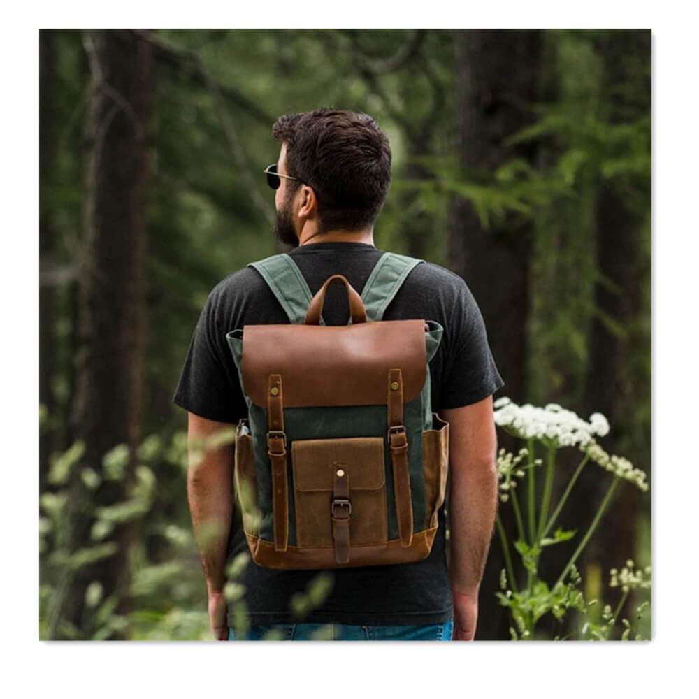 Leather Canvas Backpack | Waterproof | Vintage Design