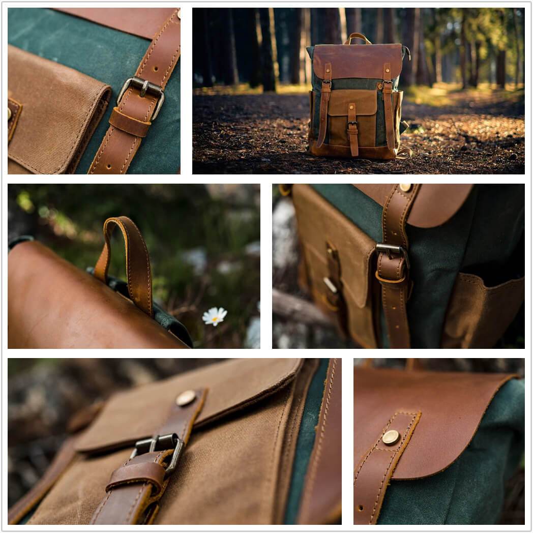 Leather Canvas Backpack | Waterproof | Vintage Design