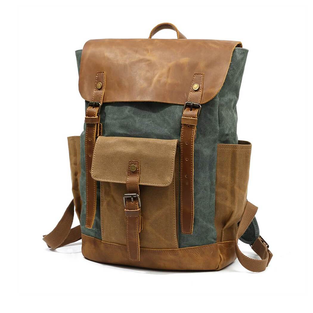 Leather Canvas Backpack | Waterproof | Vintage Design