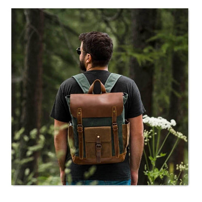 Leather Canvas Backpack | Waterproof | Vintage Design