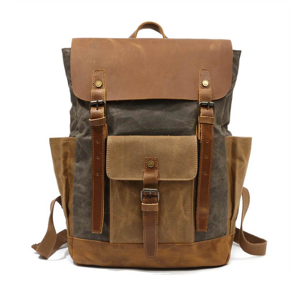 Leather Canvas Backpack | Waterproof | Vintage Design