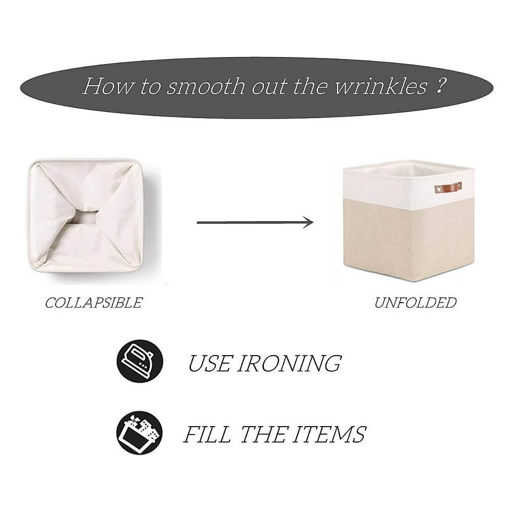 Canvas Storage Basket | White & Khaki | Multiple Sizes Available