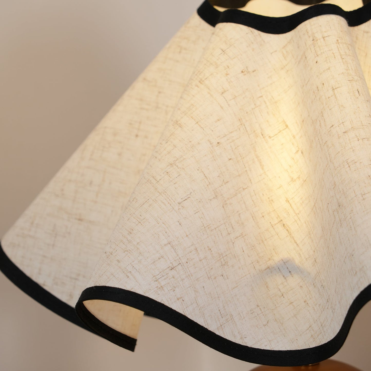 Wavecrest Table Lamp | Wooden Base & Fabric Shade | Walnut Color
