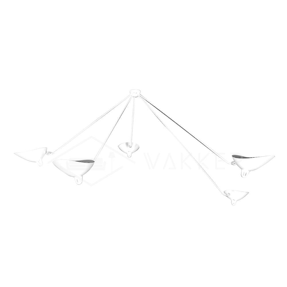 Serge Mouille Three-Arm Ceiling Lamp | Lacquered Aluminum & Steel | White or Black