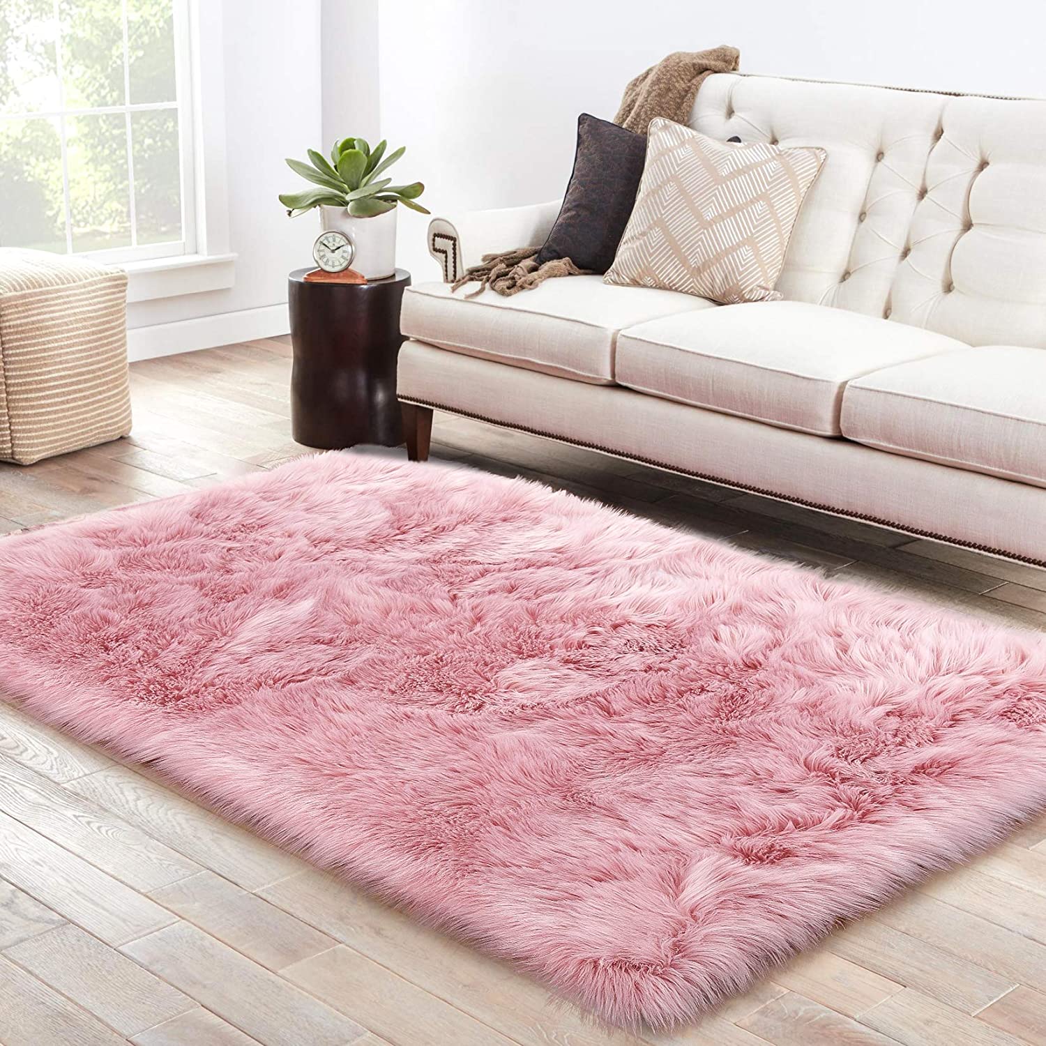 Extra Fluffy & Shaggy Rectangular Splendid Sheep Fur Area Rug