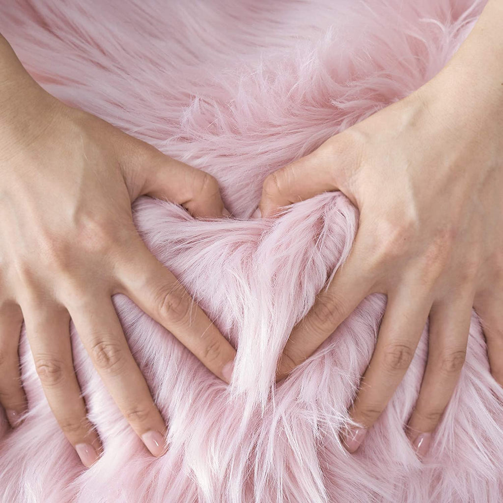 Extra Fluffy & Shaggy Round Fuzzy Sheep Fur Rug
