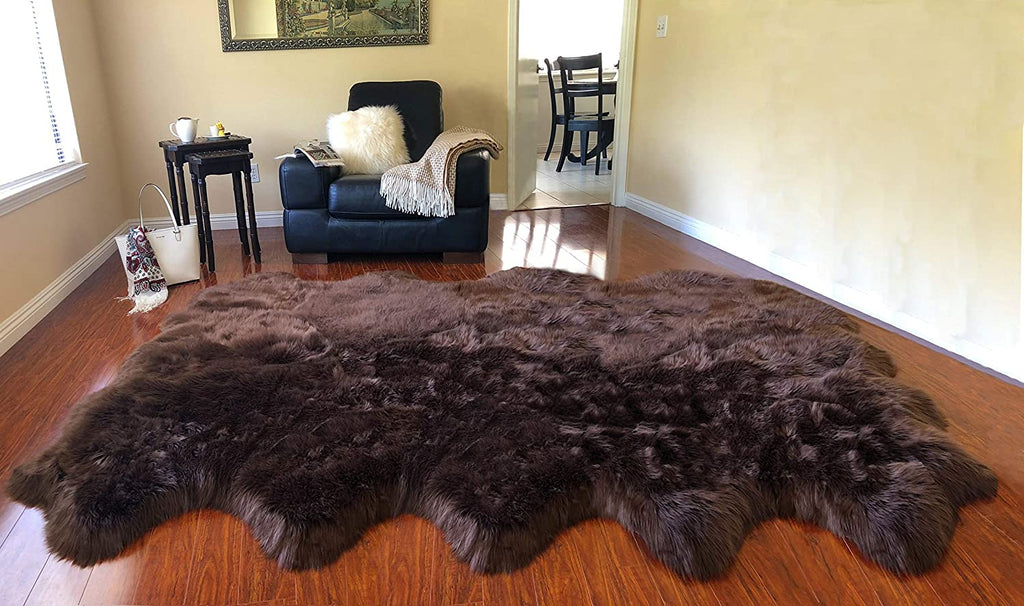 Extra Fluffy & Shaggy 10/12 Pelt Sheep Fur Area Rug