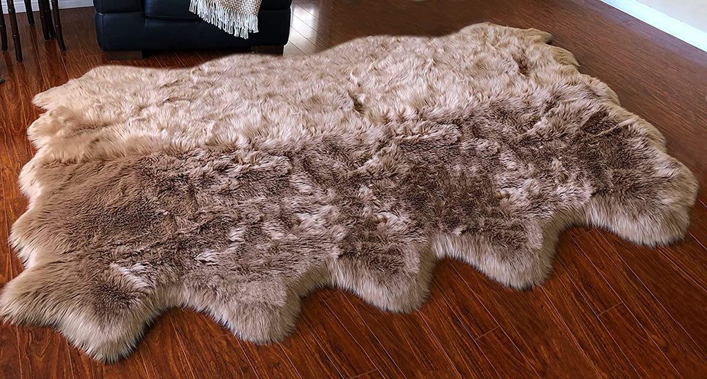 Extra Fluffy & Shaggy 10/12 Pelt Sheep Fur Area Rug