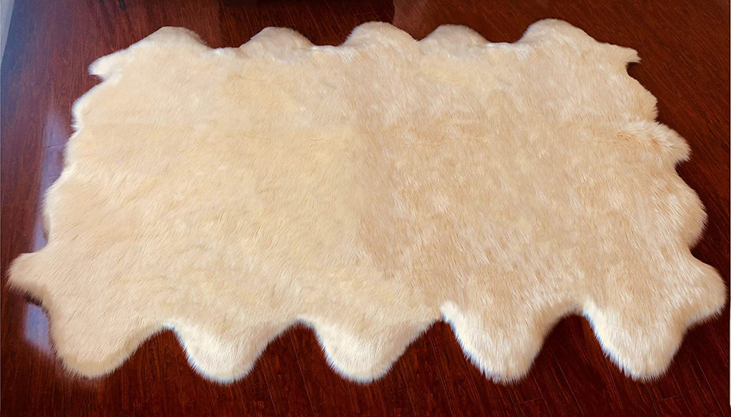 Extra Fluffy & Shaggy 10/12 Pelt Sheep Fur Area Rug