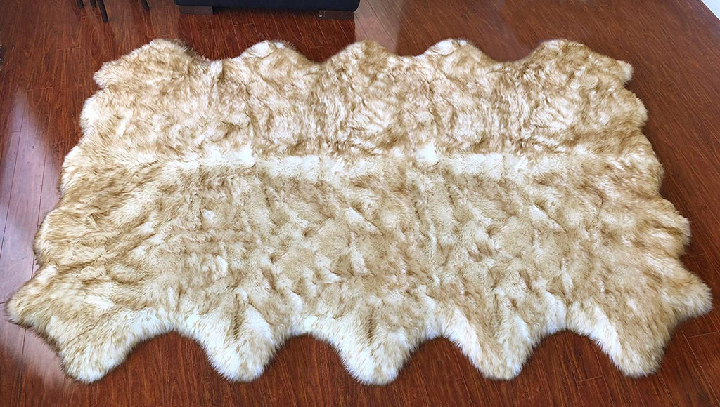 Extra Fluffy & Shaggy 10/12 Pelt Sheep Fur Area Rug