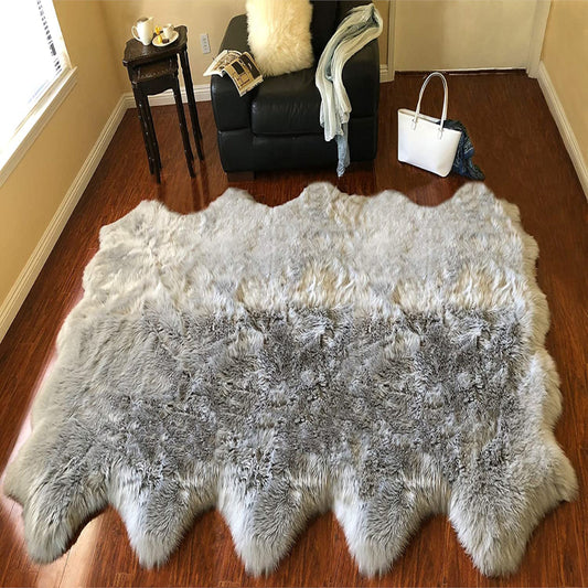 Extra Fluffy Sheep Fur Area Rug | Hypoallergenic Polypropylene | 10/12 Pelt