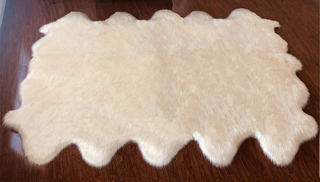 Extra Fluffy & Shaggy 10/12 Pelt Sheep Fur Area Rug
