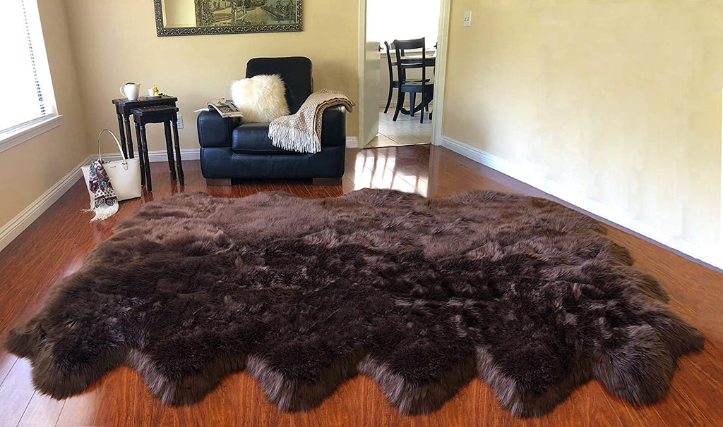 Extra Fluffy & Shaggy 10/12 Pelt Sheep Fur Area Rug