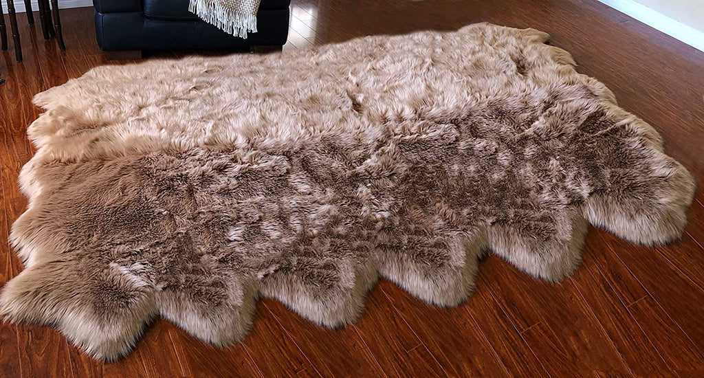 Extra Fluffy & Shaggy 10/12 Pelt Sheep Fur Area Rug