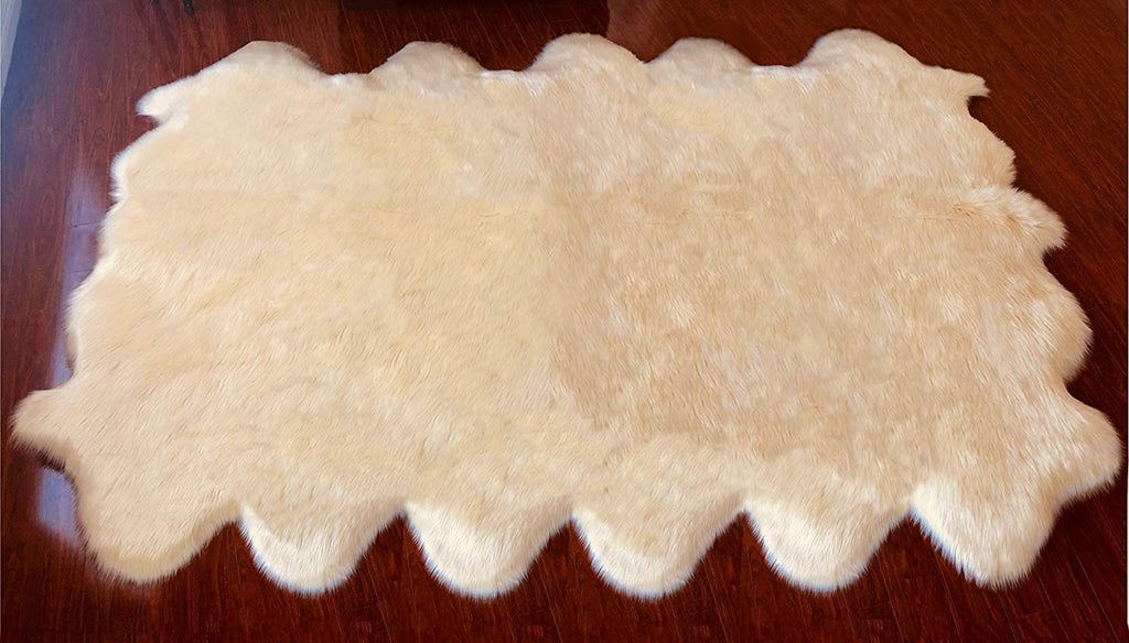Extra Fluffy & Shaggy 10/12 Pelt Sheep Fur Area Rug