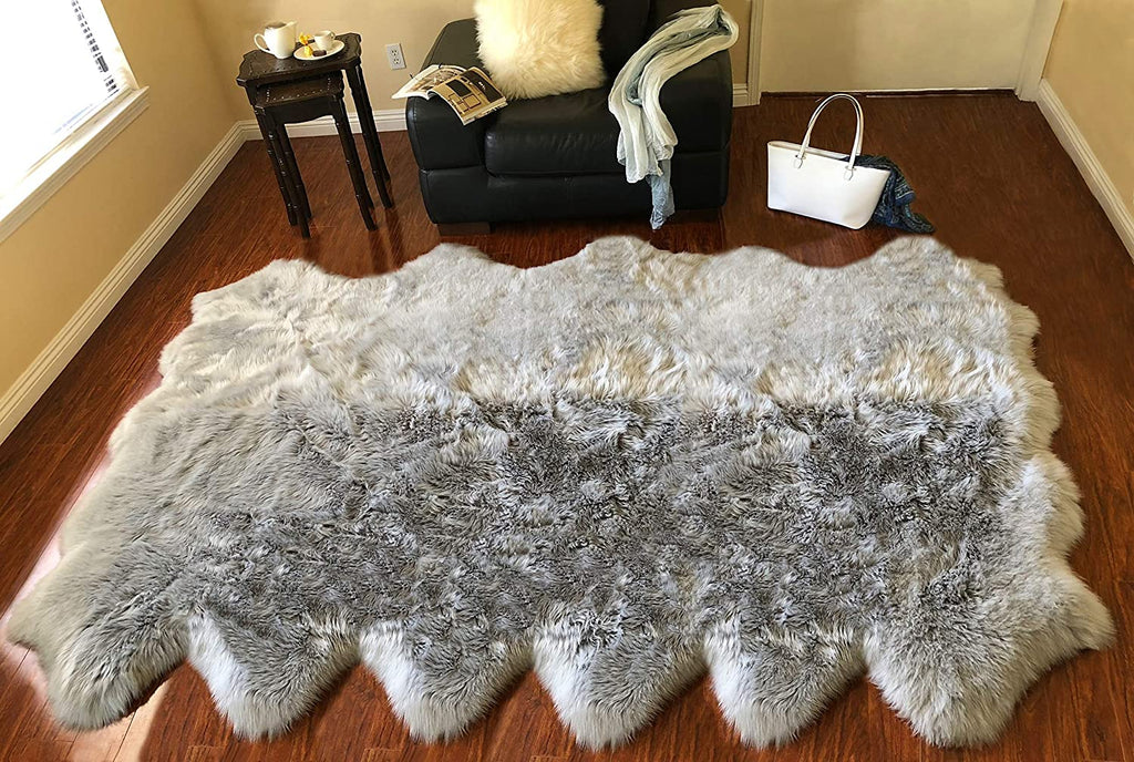Extra Fluffy & Shaggy 10/12 Pelt Sheep Fur Area Rug
