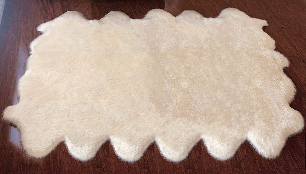 Extra Fluffy & Shaggy 10/12 Pelt Sheep Fur Area Rug