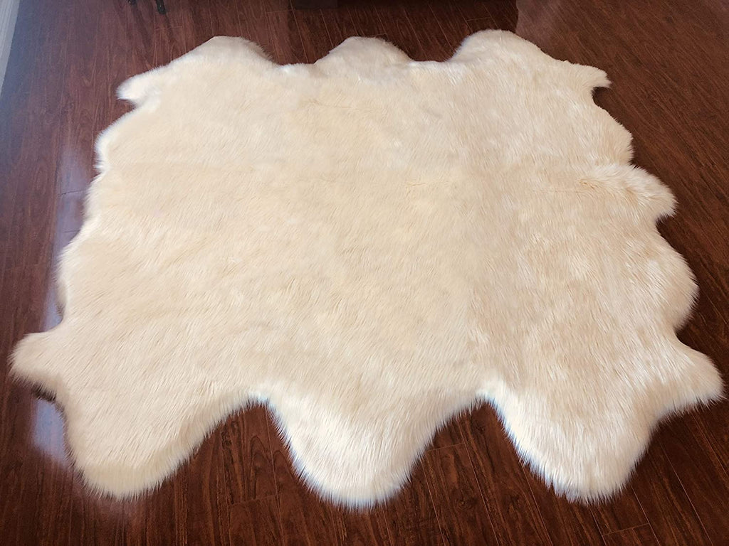 Extra Fluffy & Shaggy 6/8 Pelt Sheep Fur Area Rug