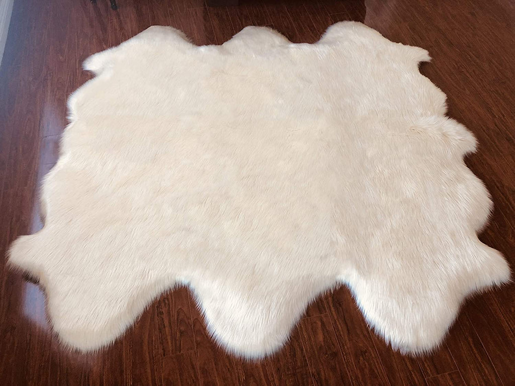 Extra Fluffy & Shaggy 6/8 Pelt Sheep Fur Area Rug