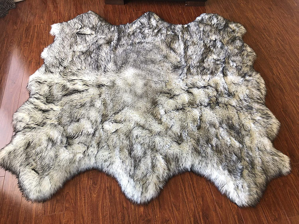 Extra Fluffy & Shaggy 6/8 Pelt Sheep Fur Area Rug