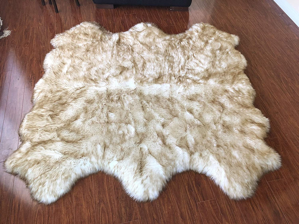Extra Fluffy & Shaggy 6/8 Pelt Sheep Fur Area Rug