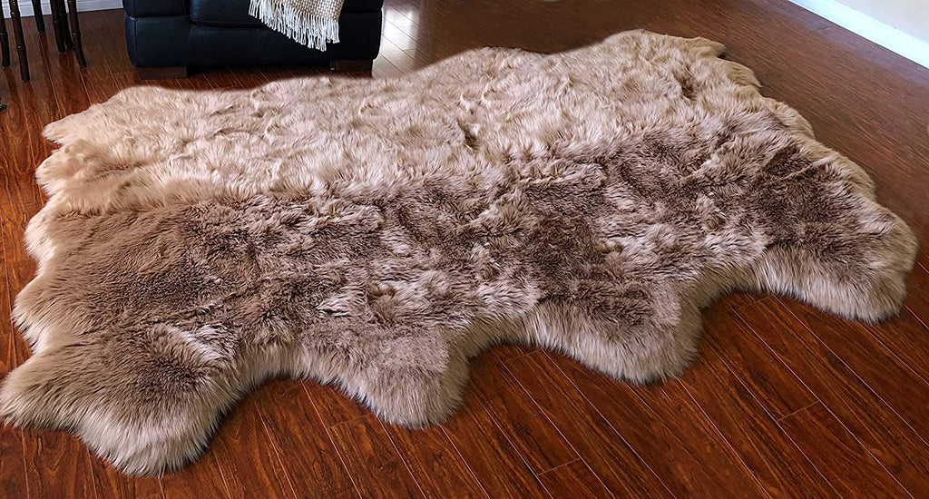 Extra Fluffy & Shaggy 6/8 Pelt Sheep Fur Area Rug