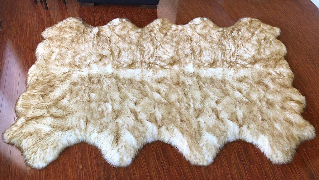 Extra Fluffy & Shaggy 6/8 Pelt Sheep Fur Area Rug
