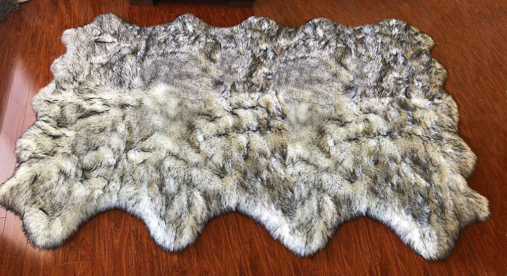 Extra Fluffy & Shaggy 6/8 Pelt Sheep Fur Area Rug