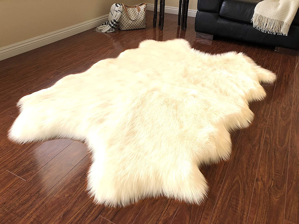 Sheep Fur Area Rug | Extra Fluffy | Quad Size