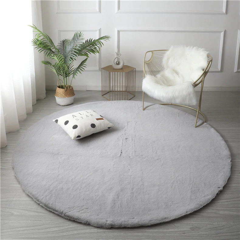 Super Soft Extra Thick Round Rabbit Fur Area Rug