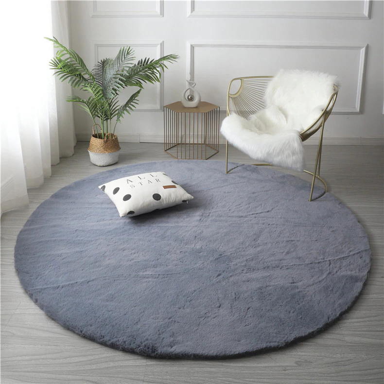 Super Soft Extra Thick Round Rabbit Fur Area Rug