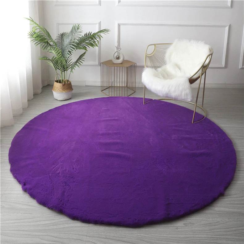 Super Soft Extra Thick Round Rabbit Fur Area Rug