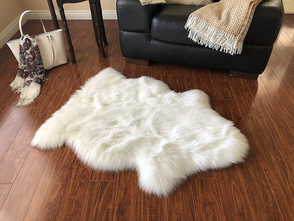 Extra Fluffy Sheep Fur Area Rug | Hypoallergenic Polypropylene | Single Pelt