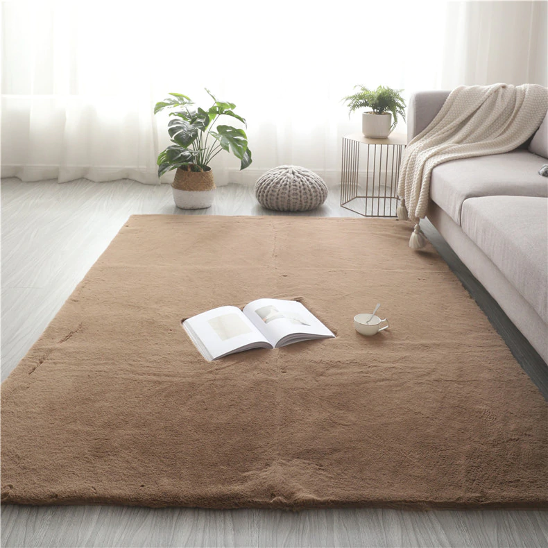 Super Soft Extra Thick Rectangular Rabbit Fur Area Rug