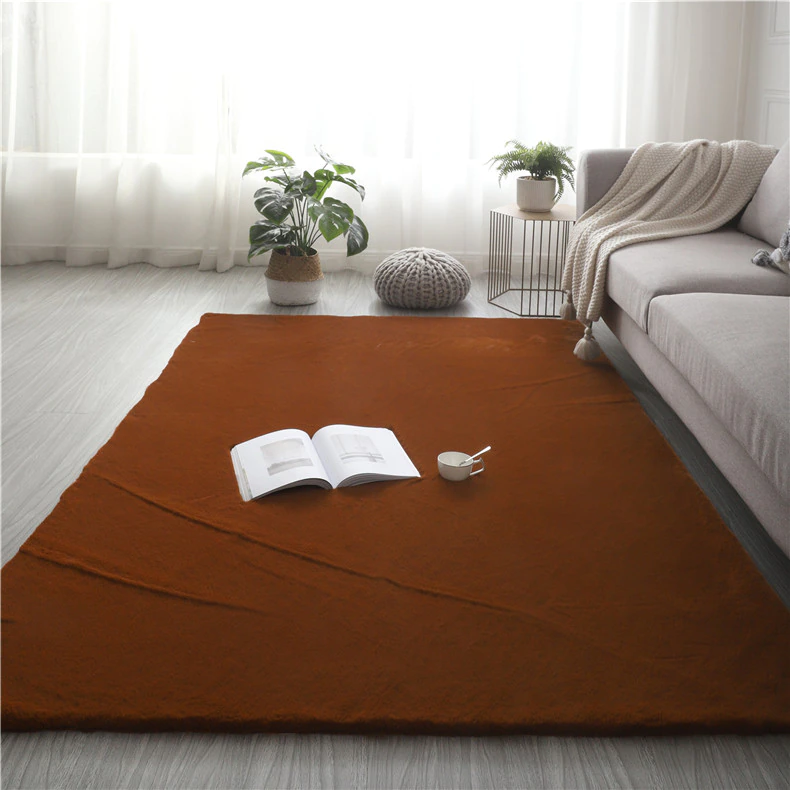 Super Soft Extra Thick Rectangular Rabbit Fur Area Rug