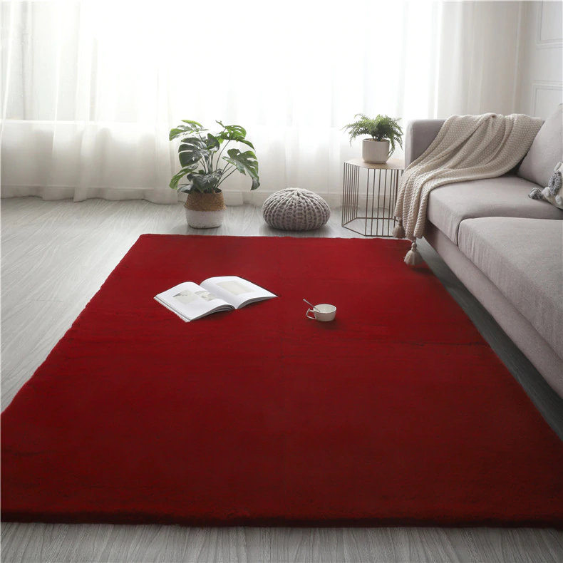 Super Soft Extra Thick Rectangular Rabbit Fur Area Rug