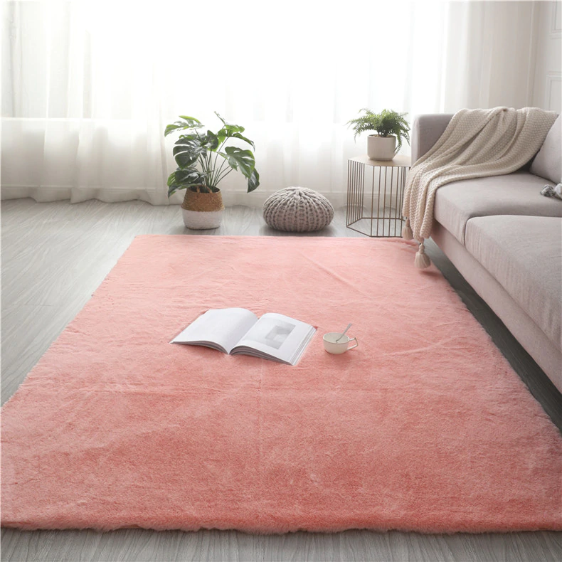 Super Soft Extra Thick Rectangular Rabbit Fur Area Rug