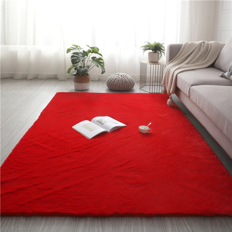 Super Soft Extra Thick Rectangular Rabbit Fur Area Rug